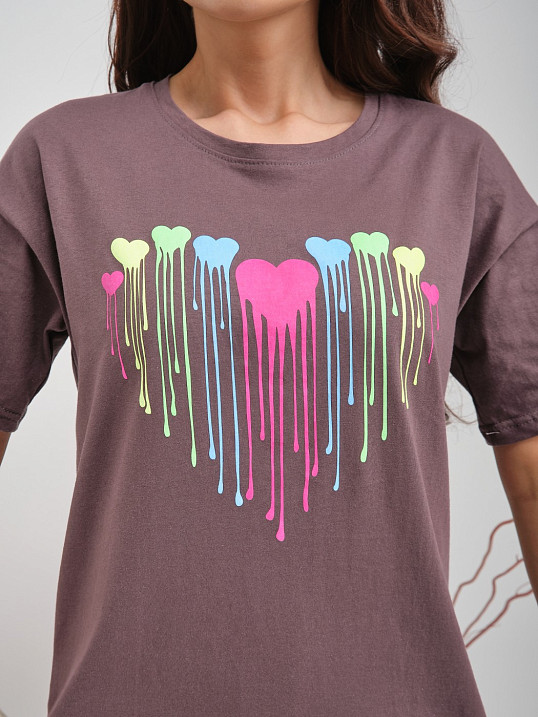 Пижама Сердечки вискоза какао