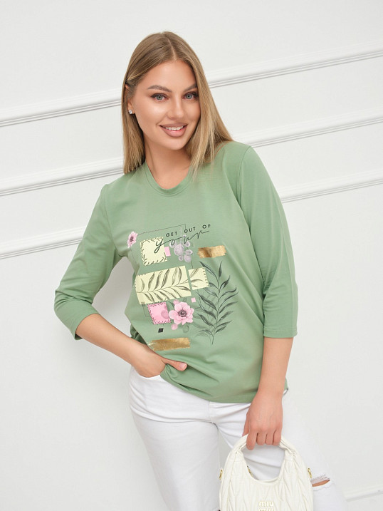 Лонгслив Элис рукав 3/4 фисташка