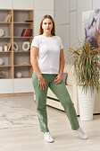 Брюки женские с печатью-2 без манжет фисташка