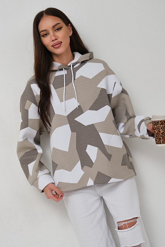 Толстовка жен. Геометрия 3-х нитка начес олива