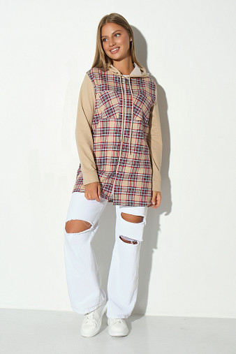 Рубашка жен. Гармония бежевый/клетка