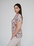 Футболка Карнавал вискоза беж/цветы
