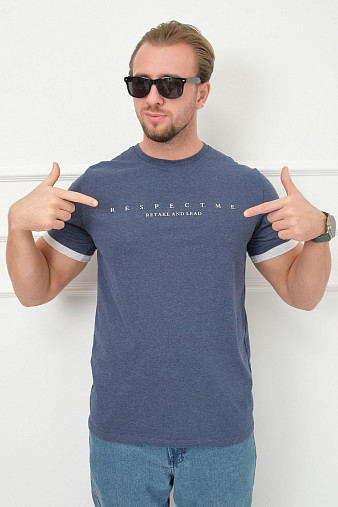 Футболка мужская Респект индиго/меланж