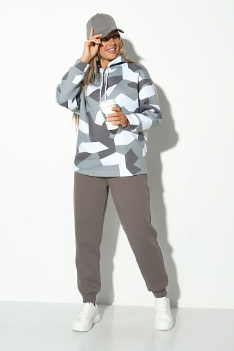 Костюм жен. Геометрия набивка 3-х нитка начес серый