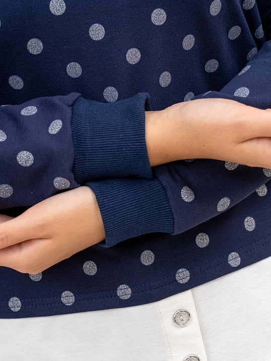 Толстовка женская Аврора синий/горох