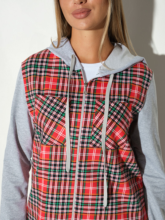 Рубашка жен. Гармония красная/клетка