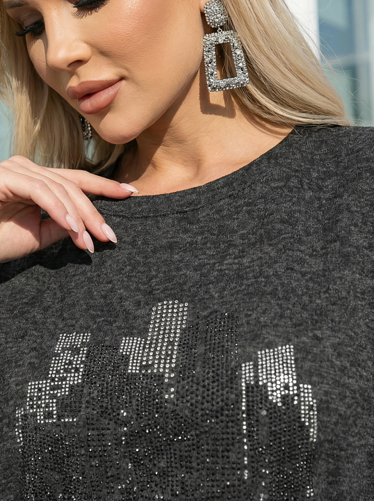 Джемпер женский Мегаполис 3/4 рукав т.серый