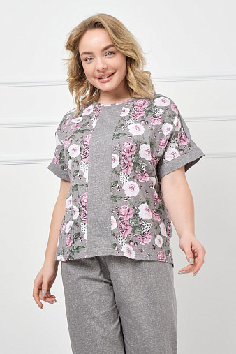 Костюм Моника серый/цветы
