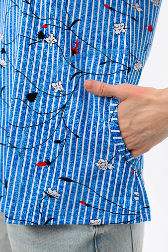 Футболка женская с карманами джинс/полоса