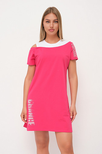 Платье женское Мирэль со стразами фуксия