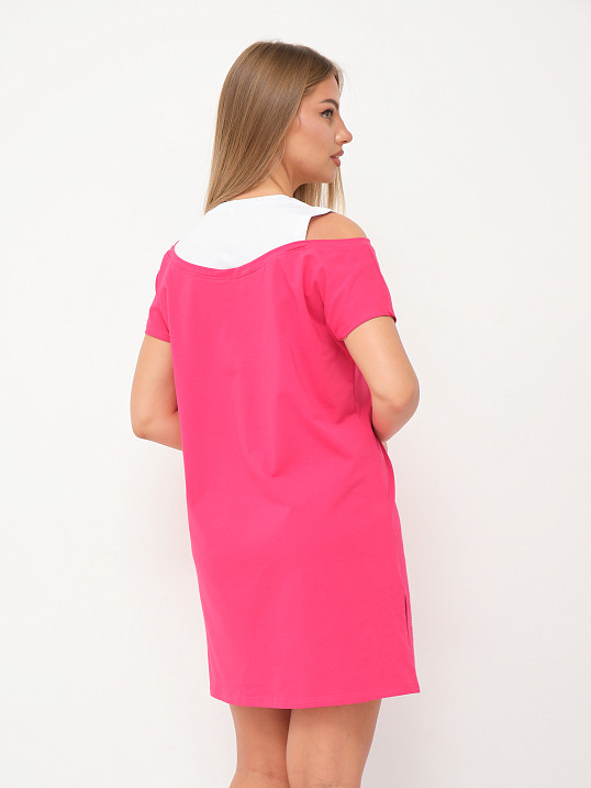 Платье женское Мирэль со стразами фуксия