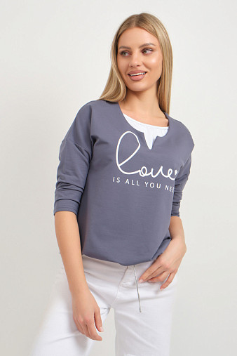 Свитшот женский Шрифт т.серый