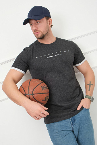 Футболка мужская Респект антрацит/меланж