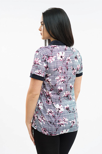 Рубашка Акцент цветы/клетка