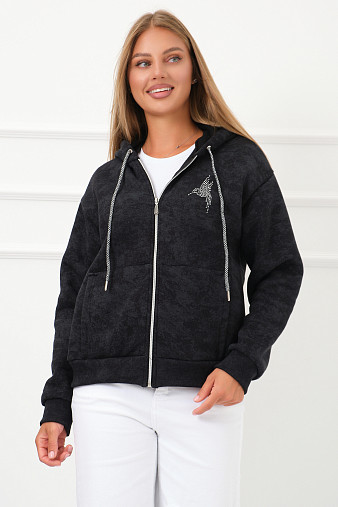 Толстовка женская Дюна начёс черный