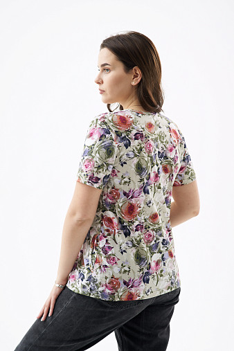 Футболка женская с карманами шампань/цветы