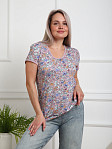 Футболка Фонарик вискоза брусника/цветы