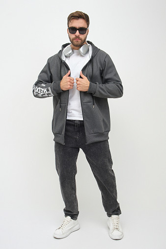 Толстовка муж. Дэнди 3-х нитка начес т.серый