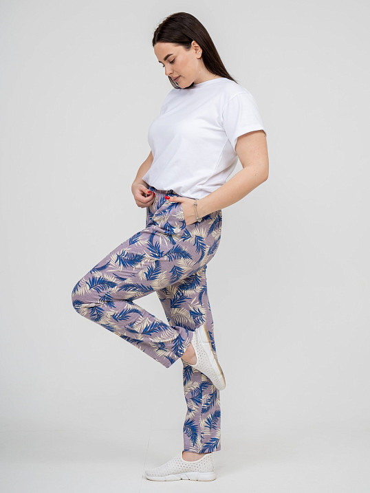 Брюки Силуэт беж/листья