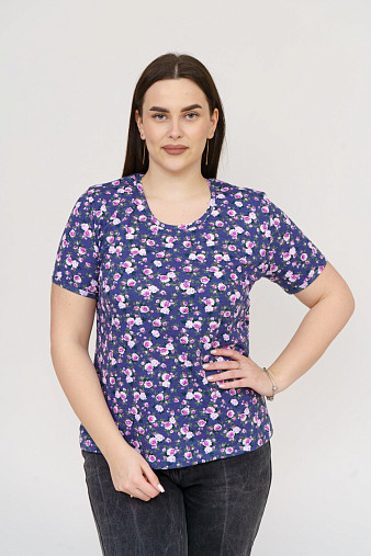 Футболка женская Незабудка индиго/цветы