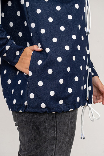 Толстовка женская Мираж футер т.синий/горох