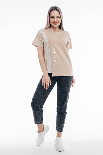 Футболка женская Креатив таба/бежевый