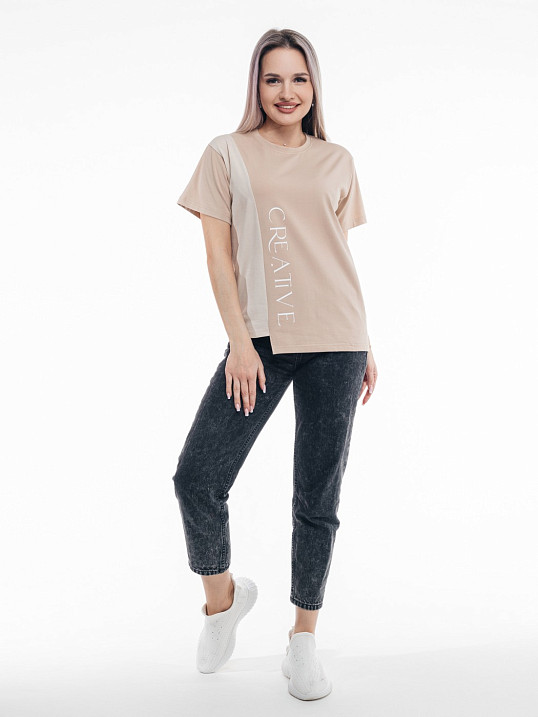 Футболка женская Креатив таба/бежевый
