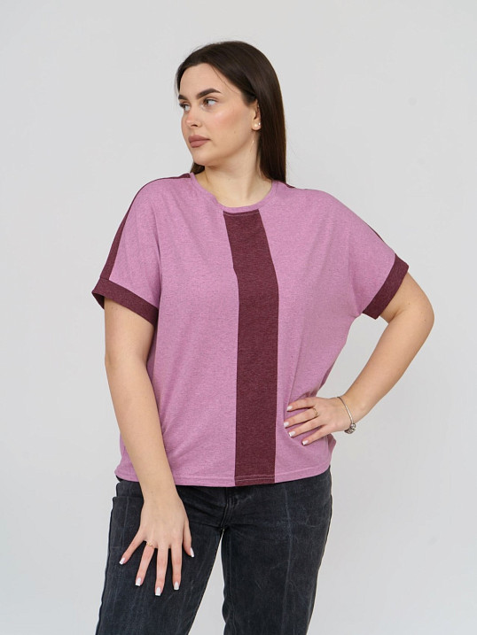 Футболка женская Моника розовый/меланж