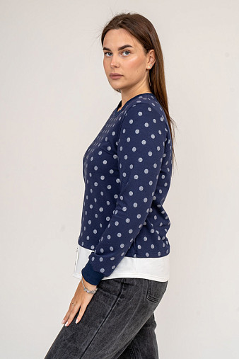 Толстовка женская Аврора синий/горох