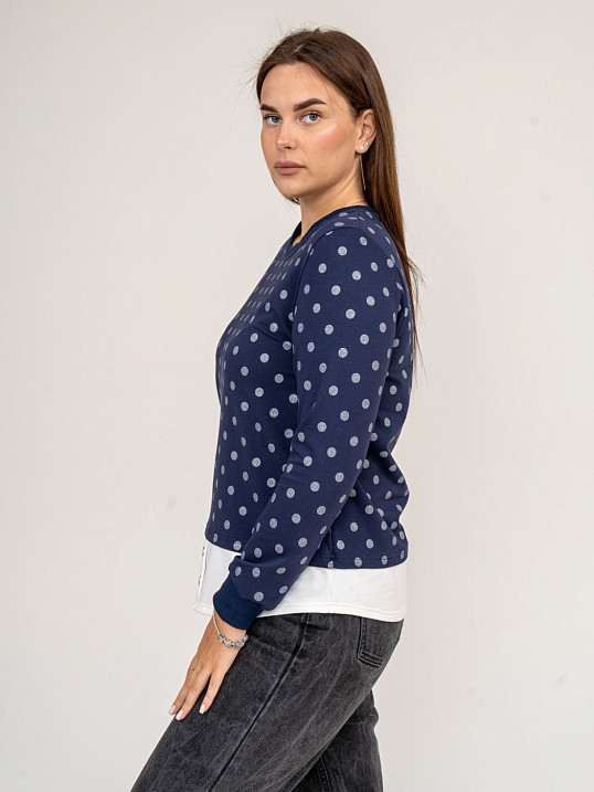 Толстовка женская Аврора синий/горох