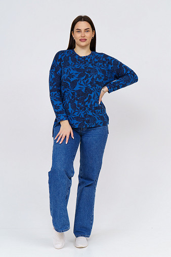 Джемпер Ворожея ангора индиго-цветы