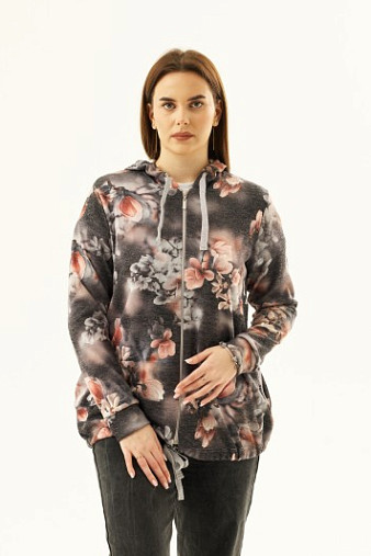 Толстовка женская Мираж ПАН антрацит/цветы