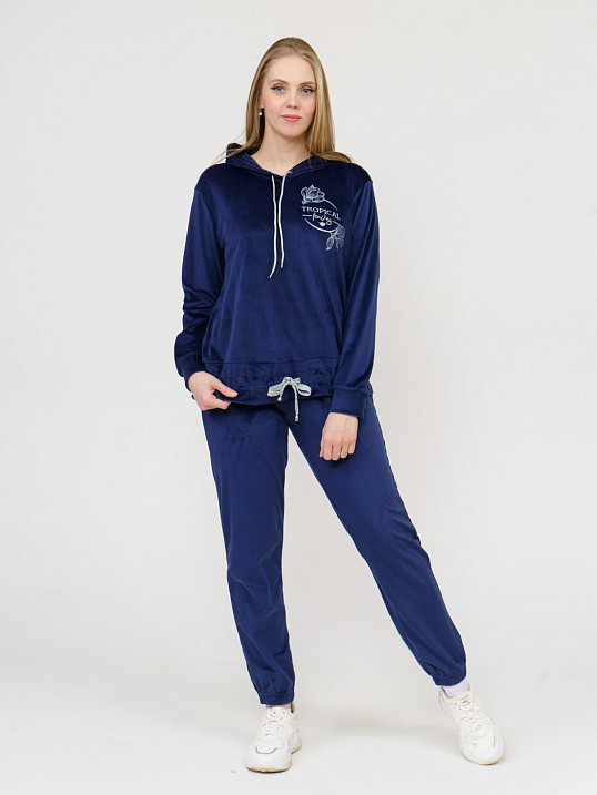 Костюм Уют велюр синий