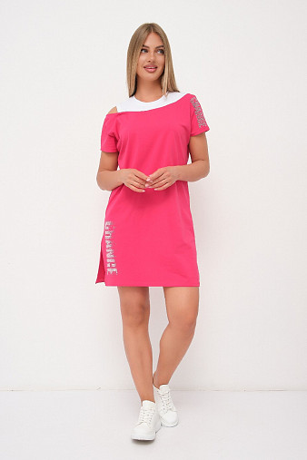 Платье женское Мирэль со стразами фуксия