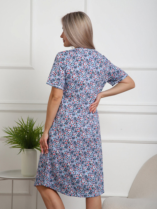 Халат Лотос набивка голубой/цветок