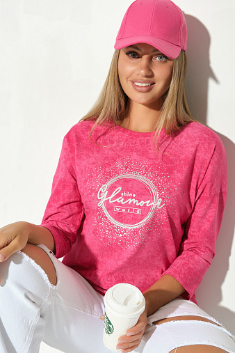 Лонгслив жен. Гламур варенка фуксия