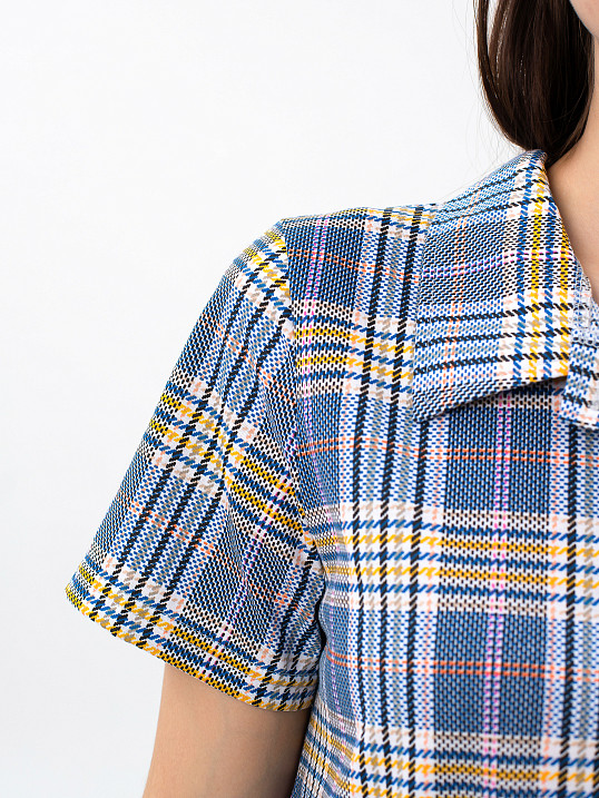 Халат Анна синий/клетка