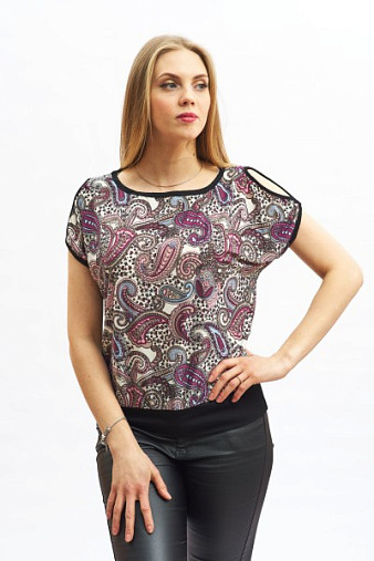 Футболка Кимоно на поясе масло брусника/огурцы