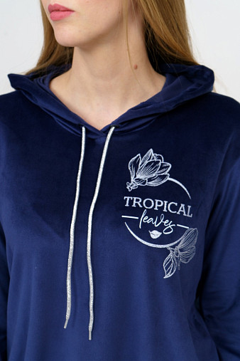 Костюм Уют велюр синий