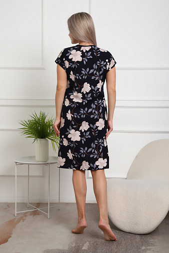 Халат Кира белый/цветы