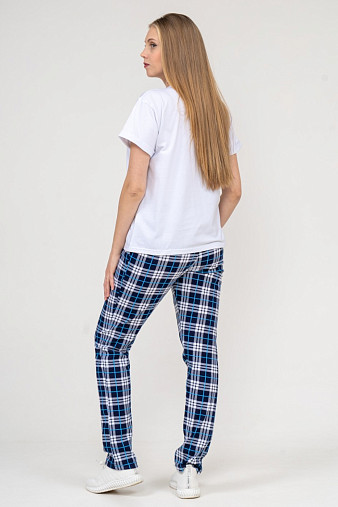 Брюки Силуэт сине-голубой/клетка