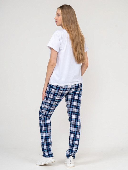 Брюки Силуэт сине-голубой/клетка