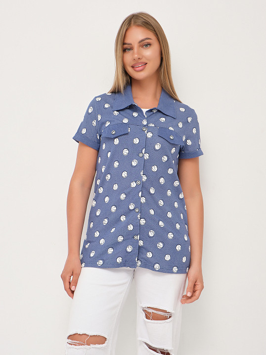 Рубашка Акцент джинс/горох