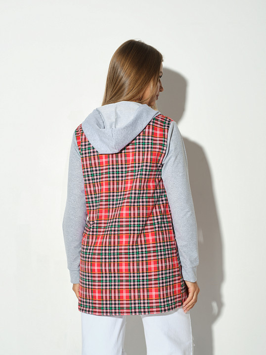 Рубашка жен. Гармония красная/клетка