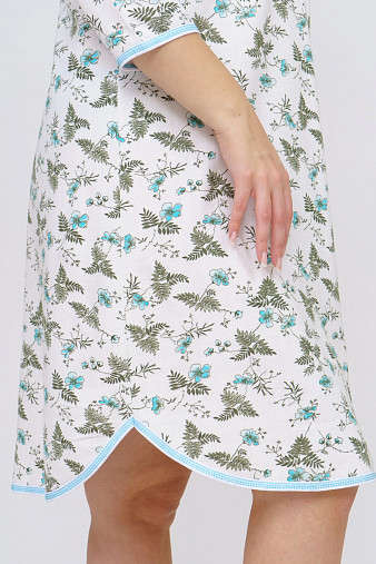 Ночная сорочка Камелия набивная белый/бирюза