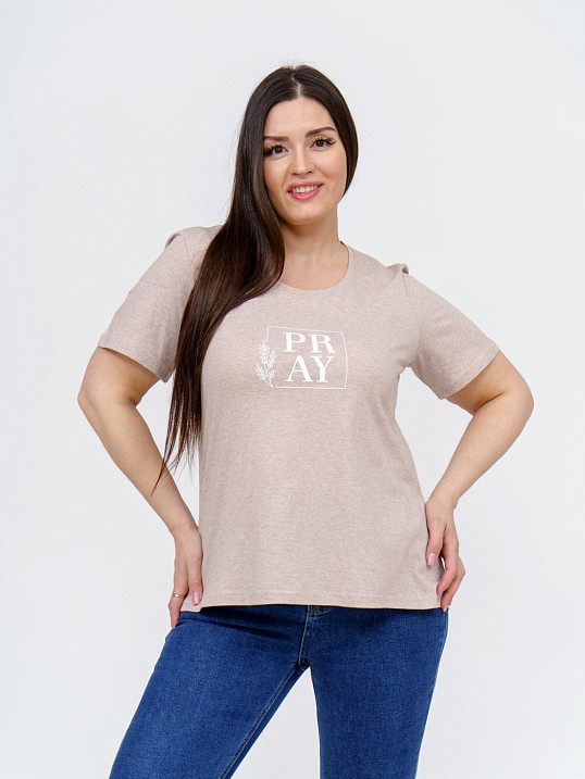 Футболка женская Ника бежевый/меланж