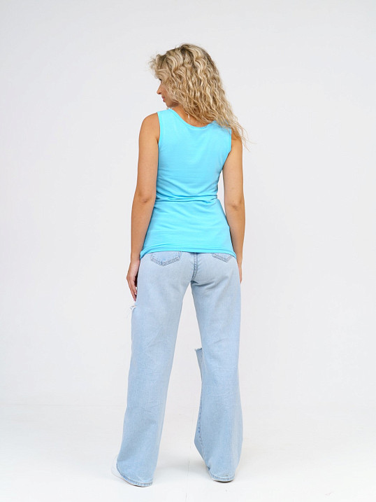 Майка вискозная однотонная голубая