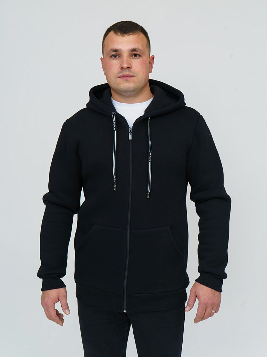 Толстовка мужская Степ без печати черная футер 3-х нитка