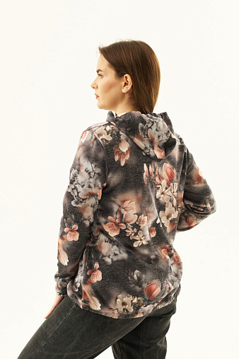 Толстовка женская Мираж ПАН антрацит/цветы