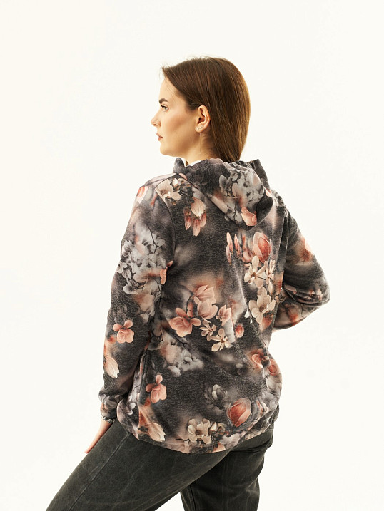 Толстовка женская Мираж ПАН антрацит/цветы